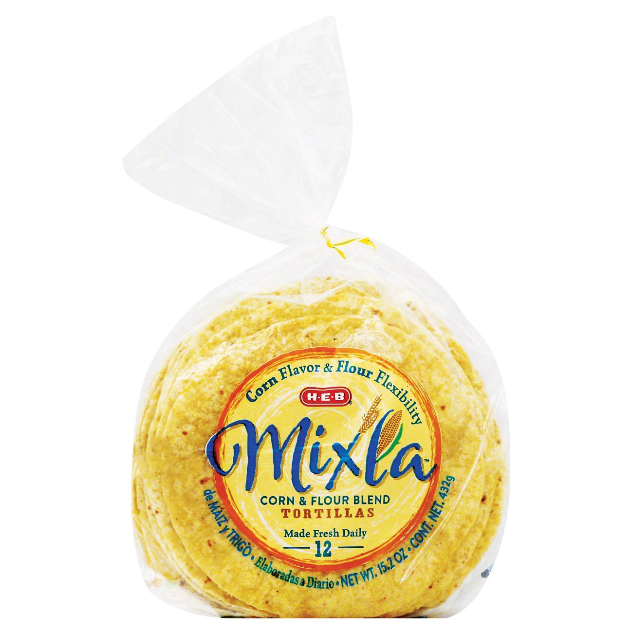 slide 1 of 1, H-E-B Mixla Corn & Flour Blend Tortillas, 12 ct