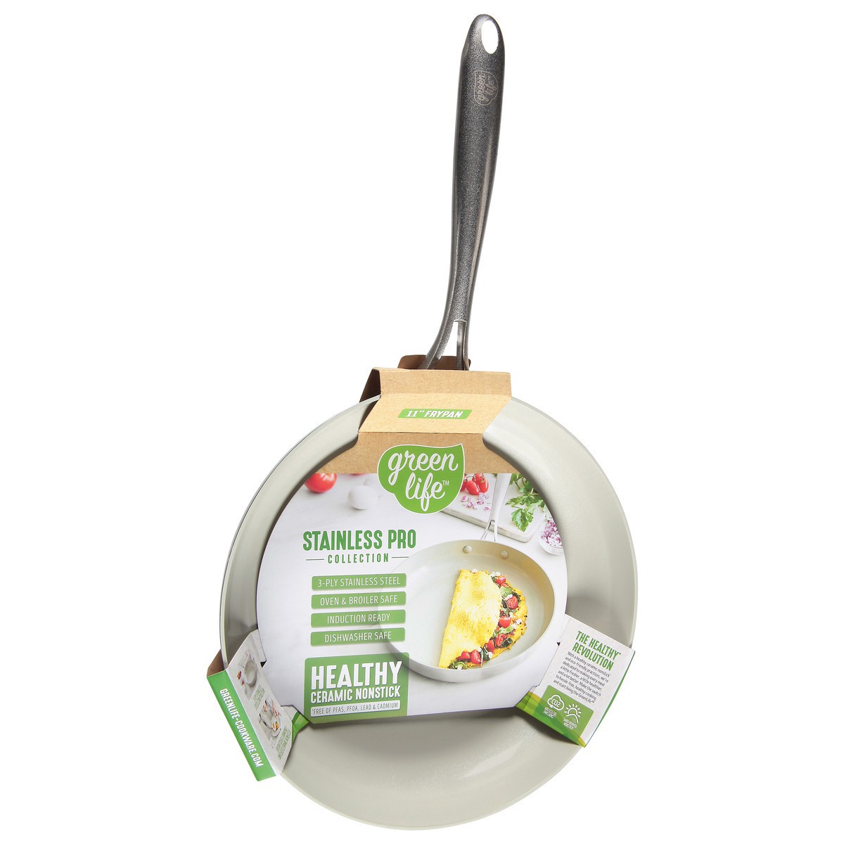 slide 8 of 11, Green Life Stainless Steel Fry Pan 11 Inch, 1 ct