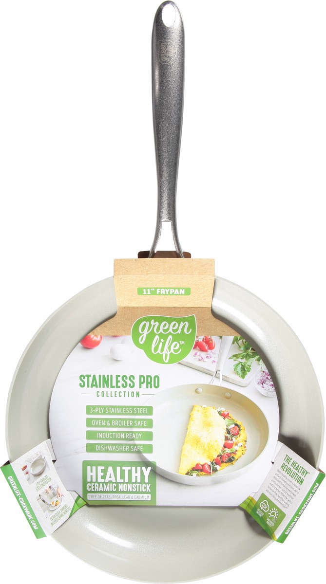 slide 3 of 11, Green Life Stainless Steel Fry Pan 11 Inch, 1 ct