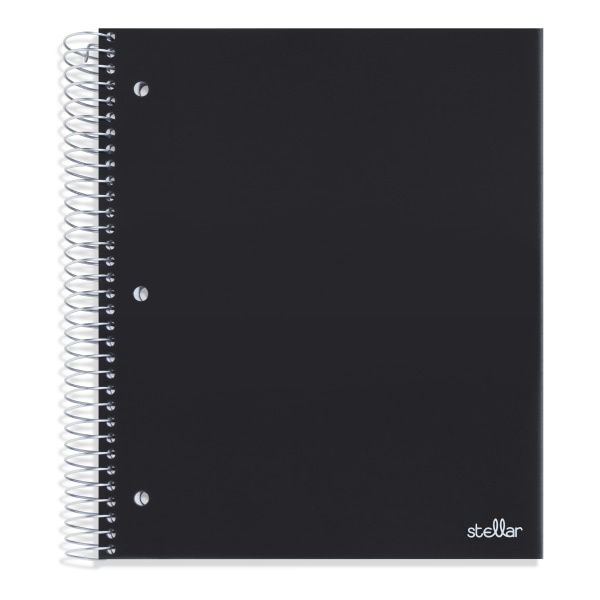 slide 1 of 4, Office Depot Brand Stellar Poly Notebook, 8" X 10-1/2", 5 Subject, Wide Ruled, 200 Pages (100 Sheets), Black, 100 ct