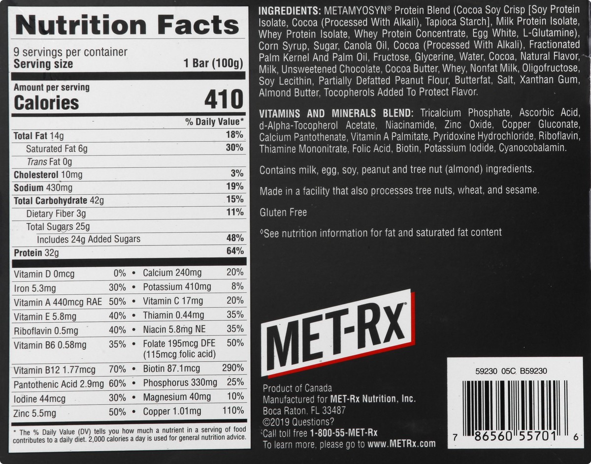 slide 2 of 13, MET-Rx Big 100 Super Cookie Crunch Meal Replacement Bars, 9 - 3.52 Oz Bars, 31.74 oz