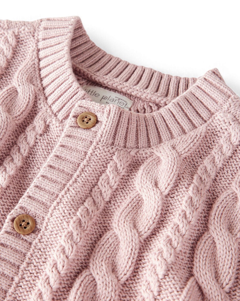 slide 2 of 3, Littleplanet Baby Girl Organic Cotton Cable Knit Cardigan Perfect Pink 3M, 1 ct
