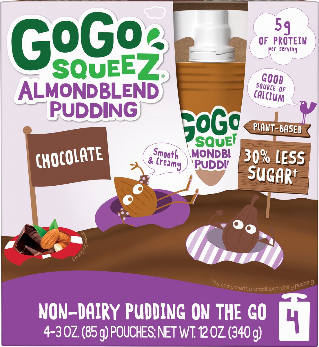 slide 5 of 7, GoGo Squeez 4 Pack Chocolate Almond Blend Pudding 4 ea, 4 ct