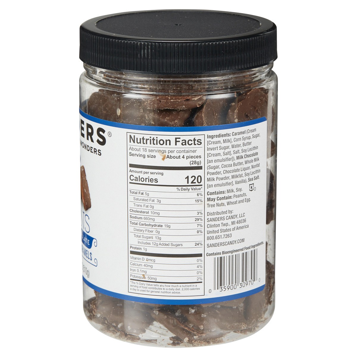 slide 5 of 8, Sanders Thins Milk Chocolate Sea Salt Caramels 18 oz, 18 oz