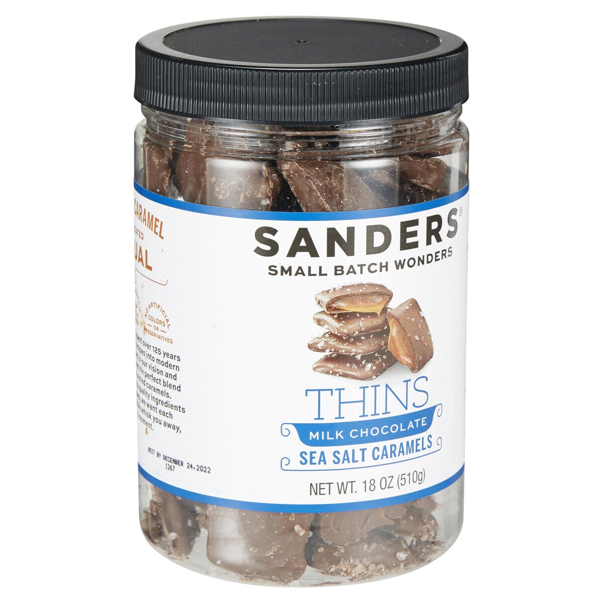 slide 7 of 8, Sanders Thins Milk Chocolate Sea Salt Caramels 18 oz, 18 oz