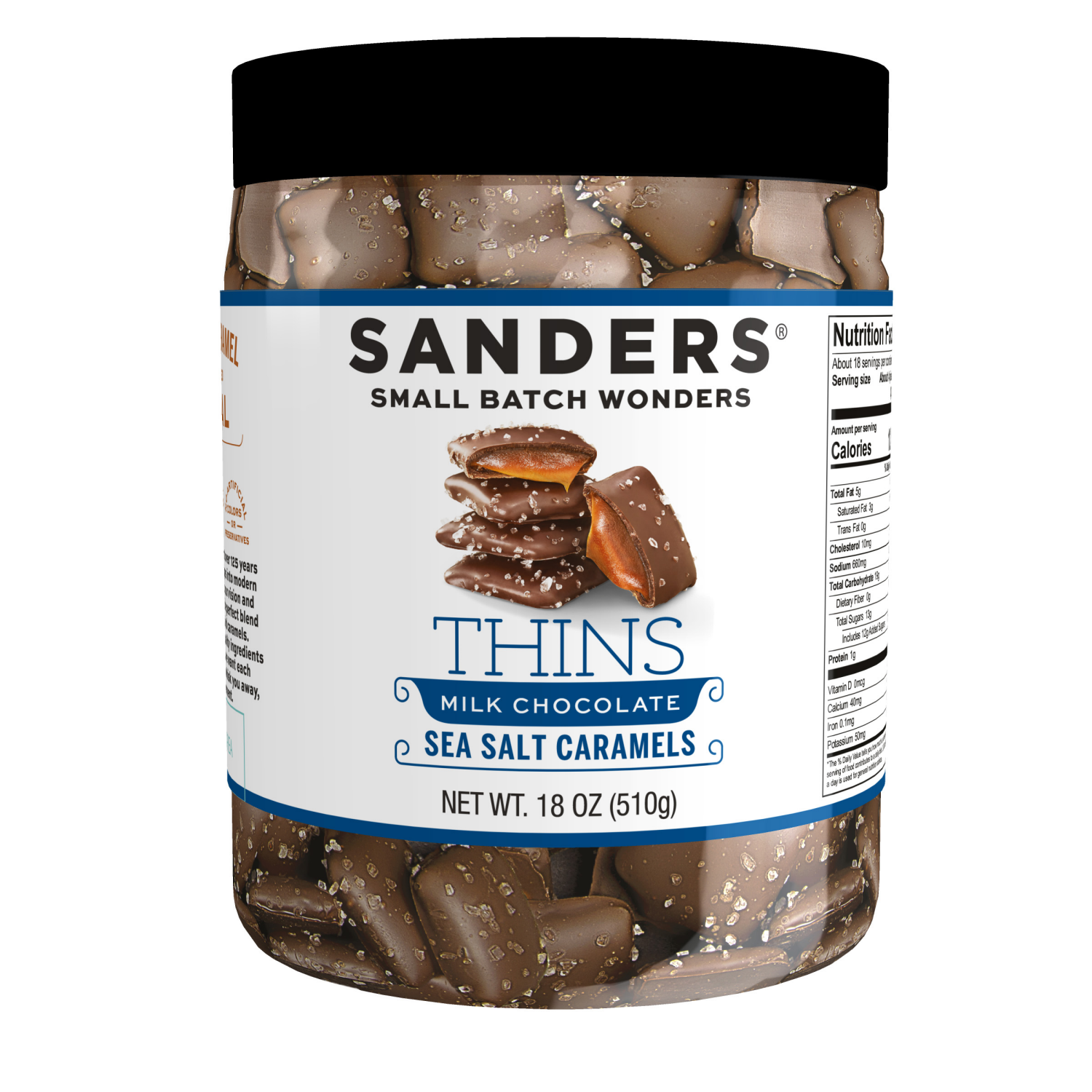 slide 1 of 8, Sanders Thins Milk Chocolate Sea Salt Caramels 18 oz, 18 oz