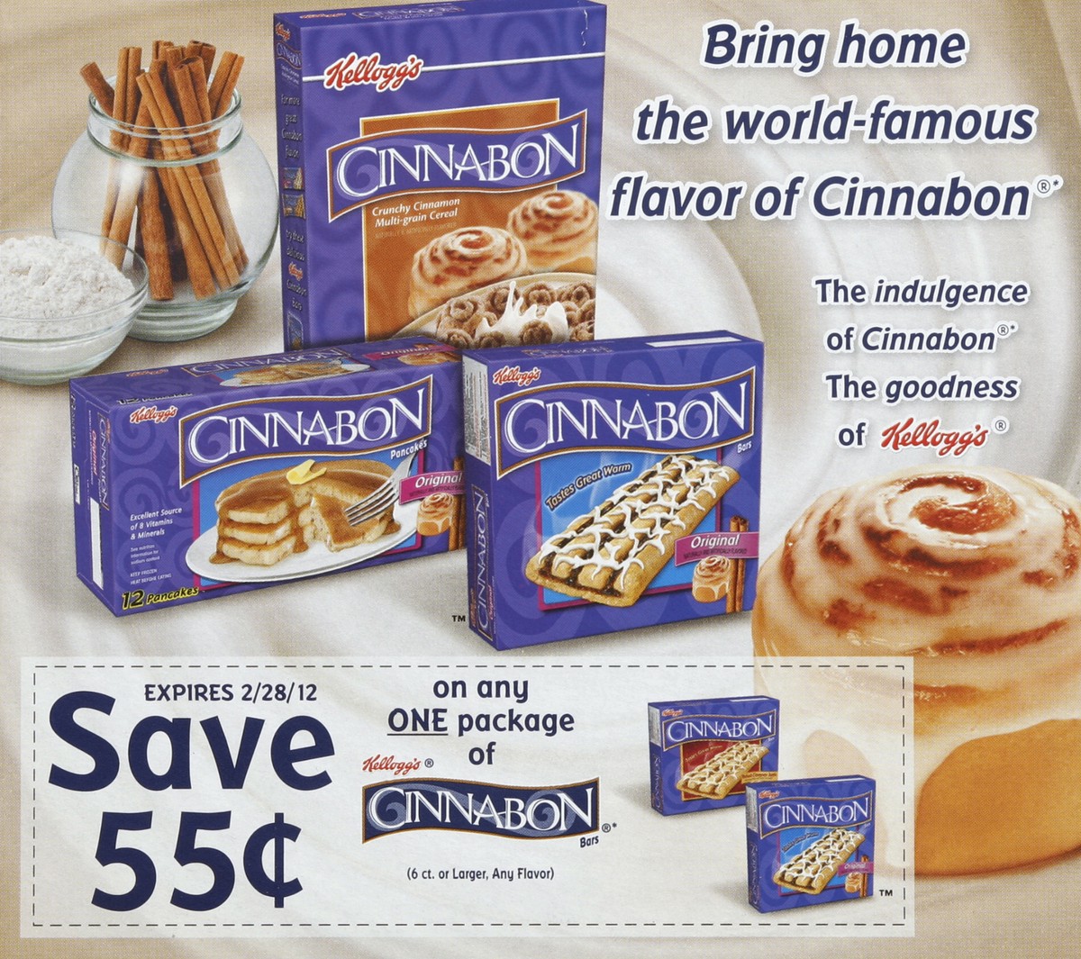 slide 6 of 6, Cinnabon Bars, Original, 6 ct