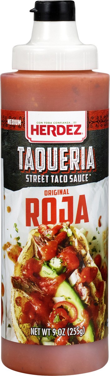 slide 1 of 7, Herdez Medium Original Roja Taqueria Street Taco Sauce™ 9 oz. Squeeze Bottle, 9 oz