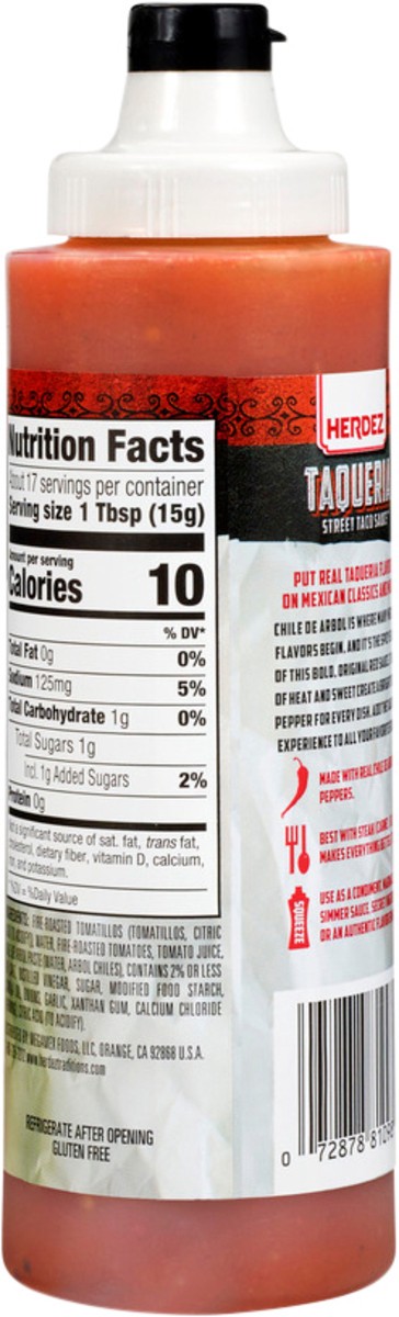 slide 4 of 7, Herdez Medium Original Roja Taqueria Street Taco Sauce™ 9 oz. Squeeze Bottle, 9 oz