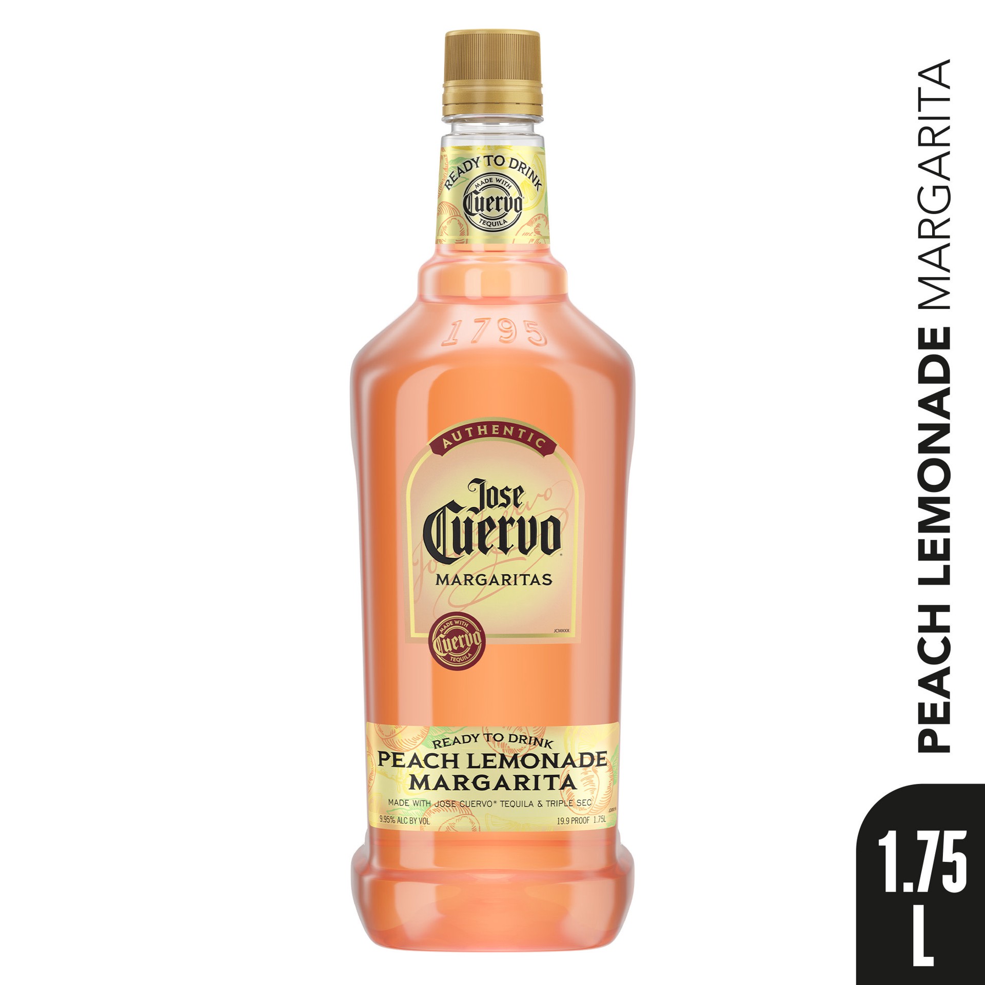 slide 5 of 6, Jose Cuervo Authentic Margarita Peach Lemonade Ready to Drink Cocktail (1.75 L), 1.75 liter