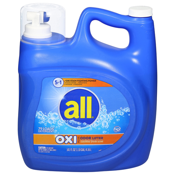 slide 1 of 1, all Oxi Fresh + Clean Liquid Laundry Detergent, 141 oz