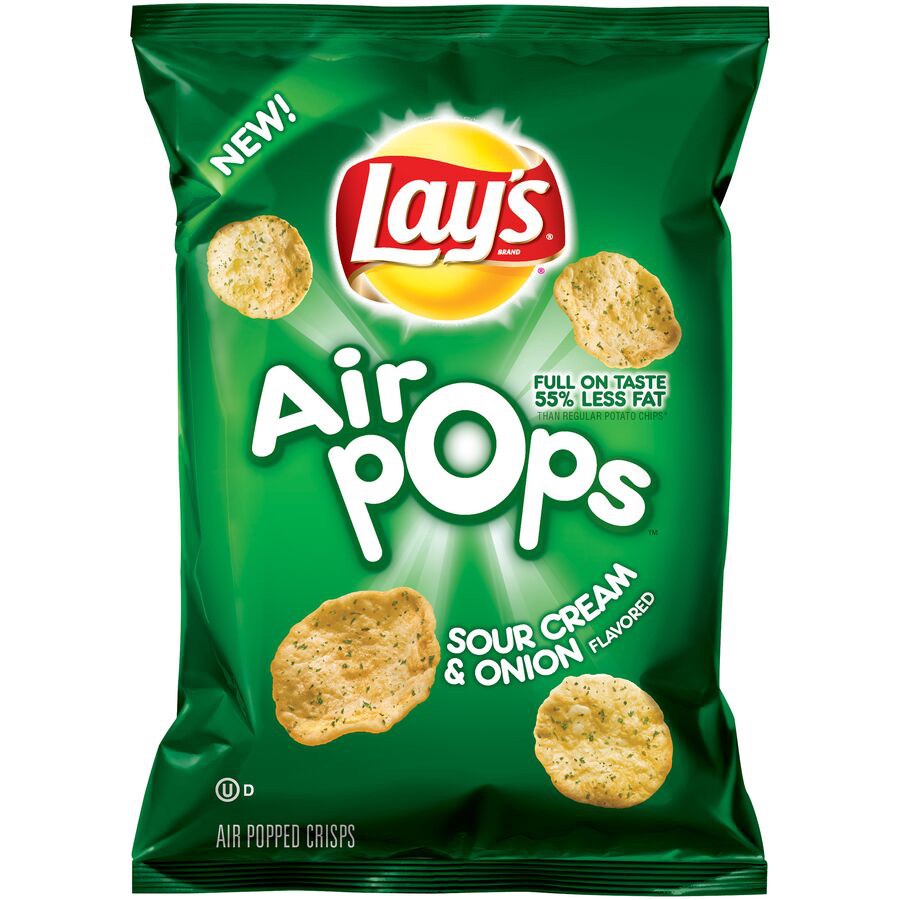 slide 1 of 1, Lay's Air Pops Sour Cream & Onion Crisps 3 Ounce Plastic Bag, 3 oz