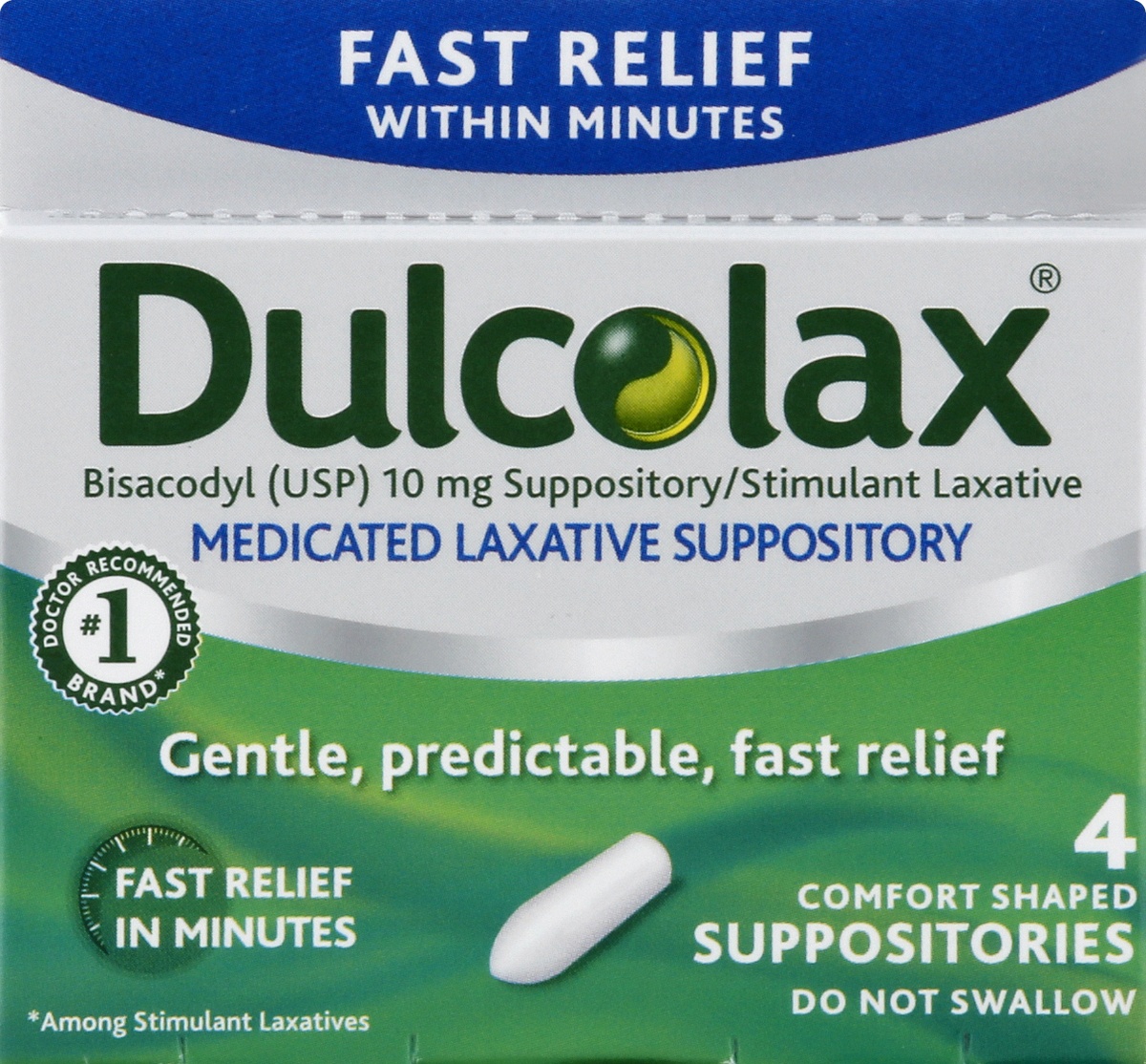 slide 5 of 6, Dulcolax Fast Relief Medicated Laxative Comfort Shaped Suppositories, 4 ct