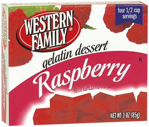 slide 1 of 1, Western Family Raspberry Gelatin Dessert, 3 oz