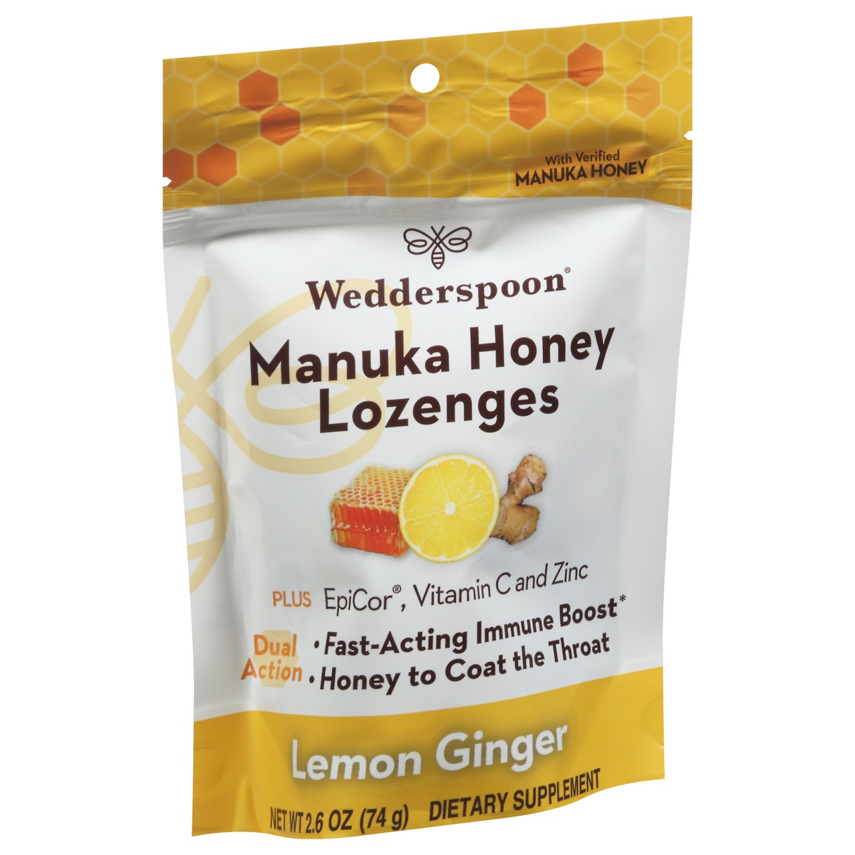 slide 2 of 9, Wedderspoon Lemon Ginger Lozenges, 2.6 oz