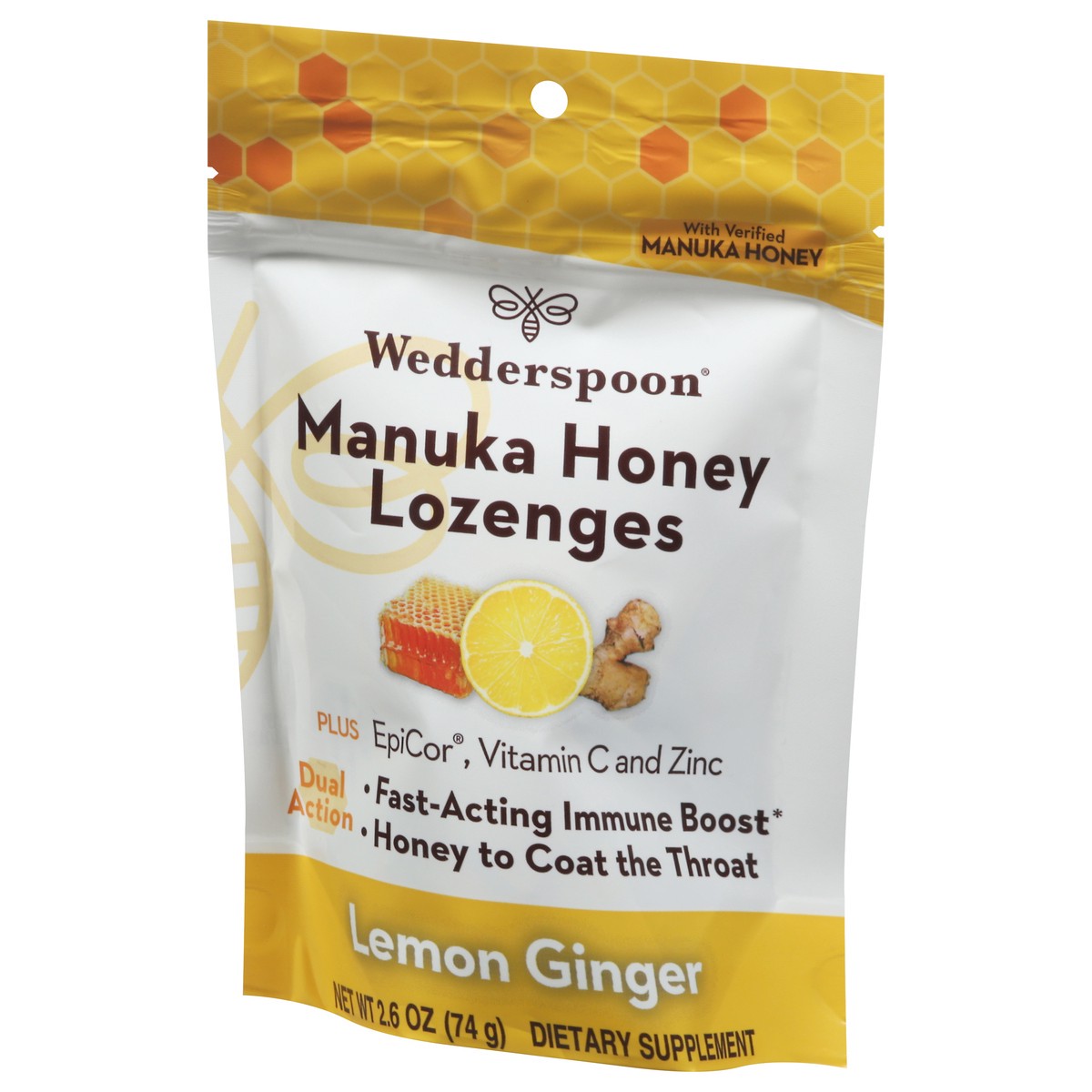slide 3 of 9, Wedderspoon Lemon Ginger Lozenges, 2.6 oz