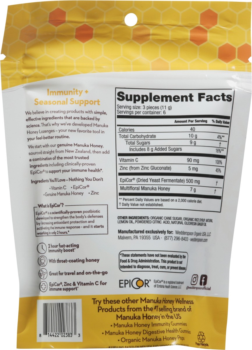 slide 5 of 9, Wedderspoon Lemon Ginger Lozenges, 2.6 oz