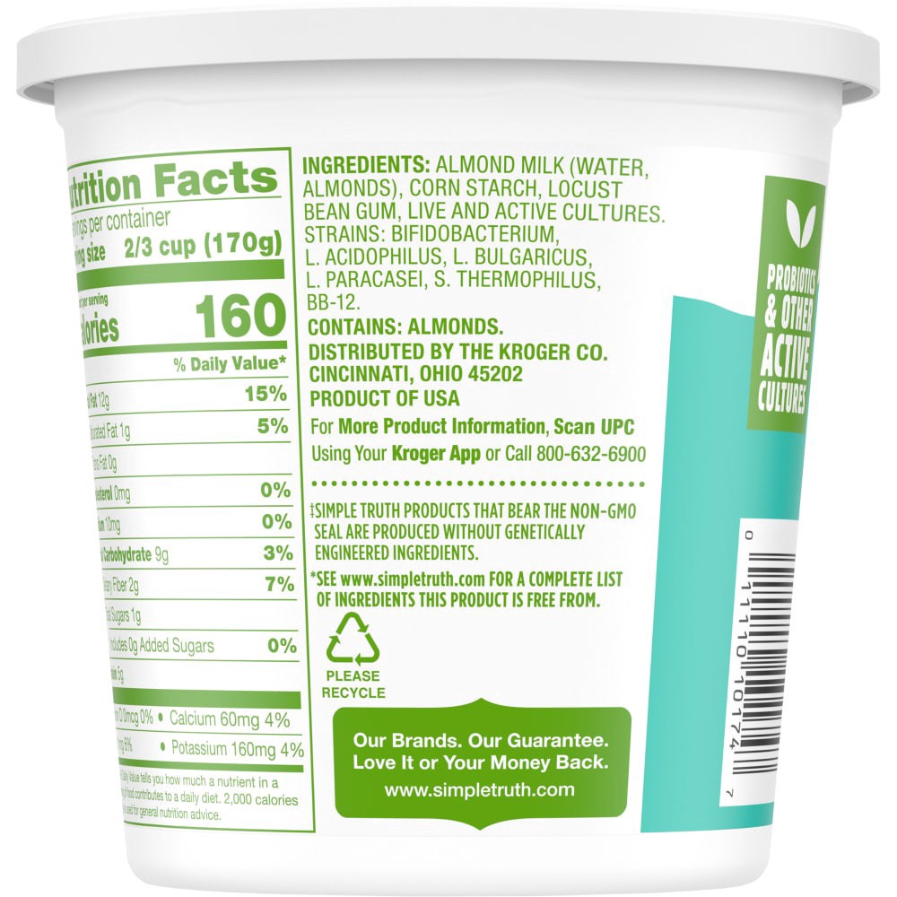 slide 5 of 5, Simple Truth Plain Almond Milk Yogurt - 20 oz, 20 oz