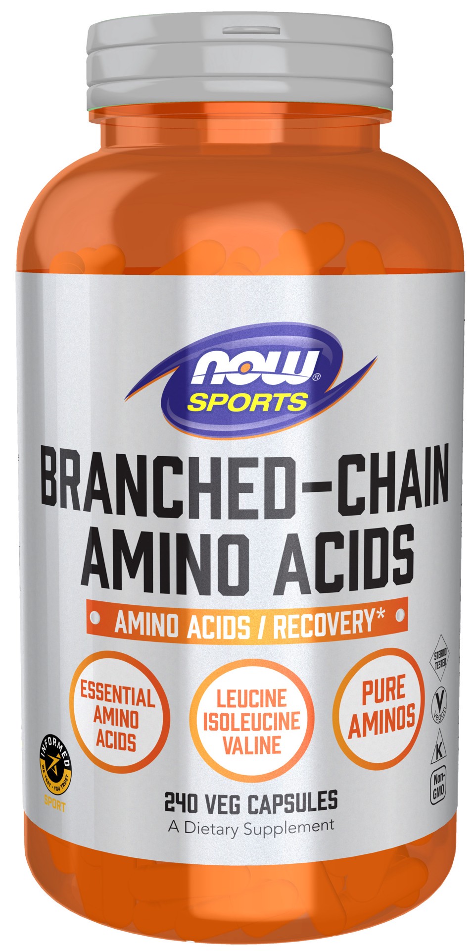 slide 1 of 8, NOW Sports Branched Chain Amino Acids - 240 Veg Capsules, 240 ct