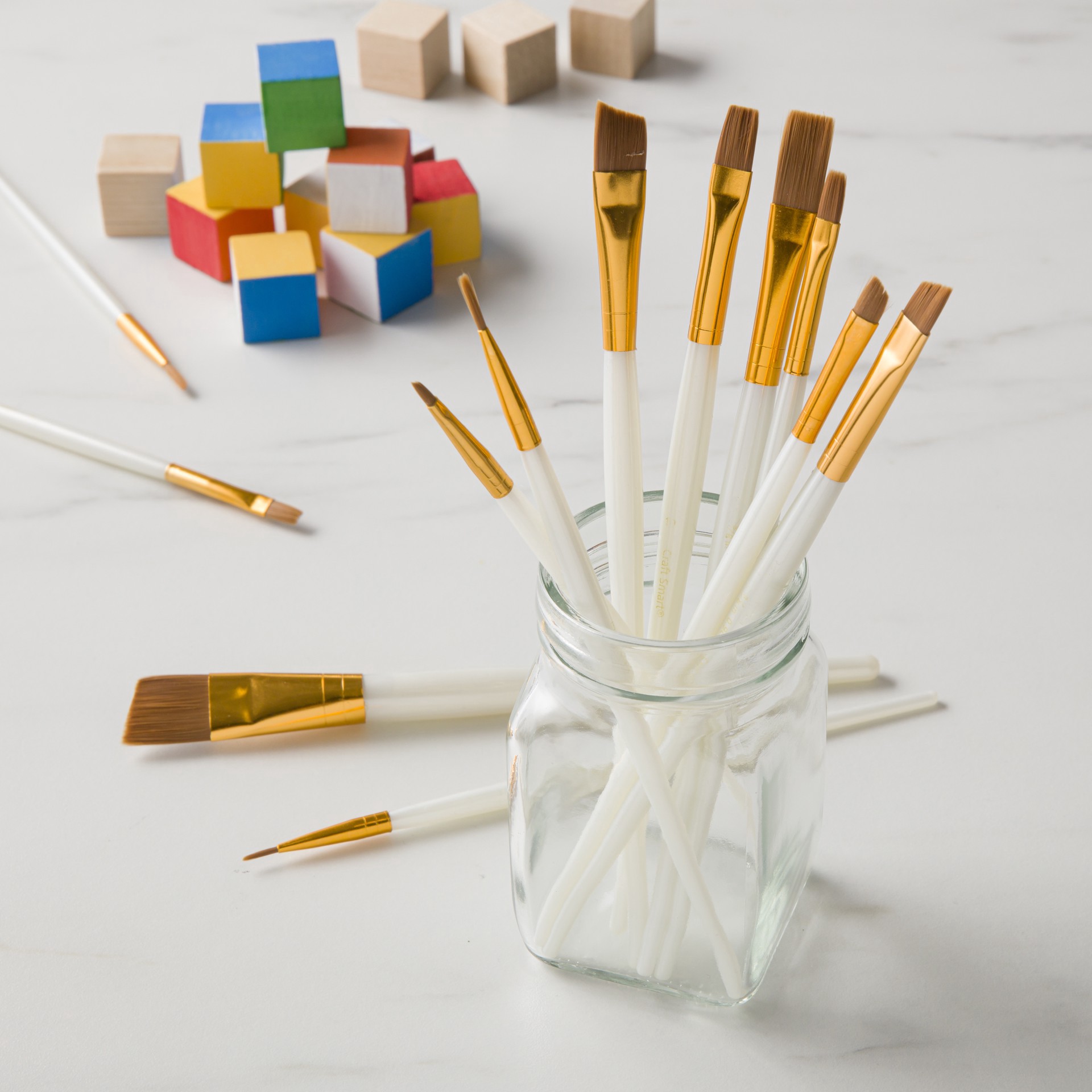 slide 2 of 3, Brown Taklon Super Value Paintbrush Pack By Craft Smart, 15 paintbrushes