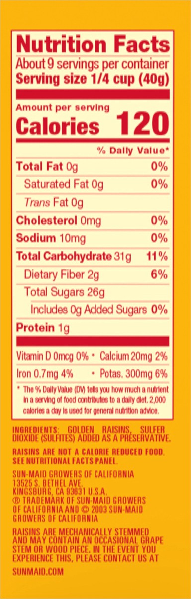 slide 4 of 10, Sun-Maid California Golden Raisins 12oz Bag in a Box, 12 oz