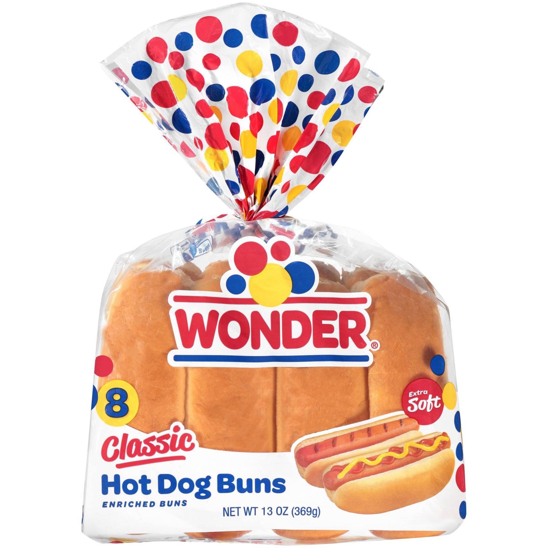 slide 1 of 1, Wonder Bread Extra Soft Classic Hot Dog Buns 8 ea, 8 ct