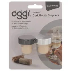 Oggi Barware Cork Bottle Stoppers 2 ea