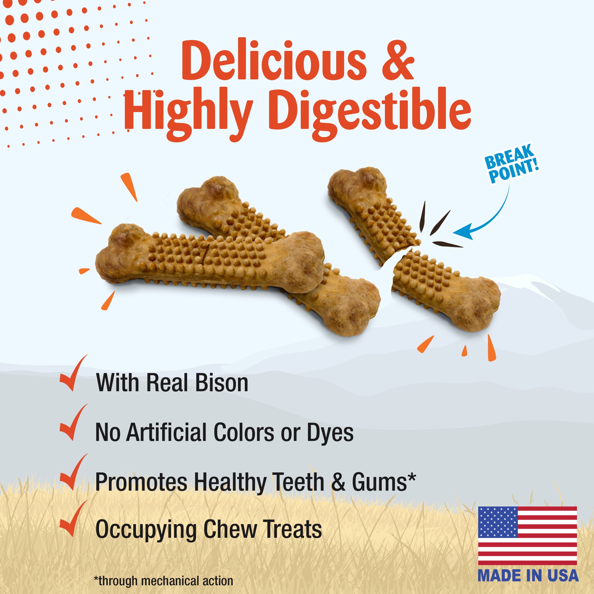 slide 2 of 9, Nylabone Nubz Wild Bison Small Dog Treats, 4 ct