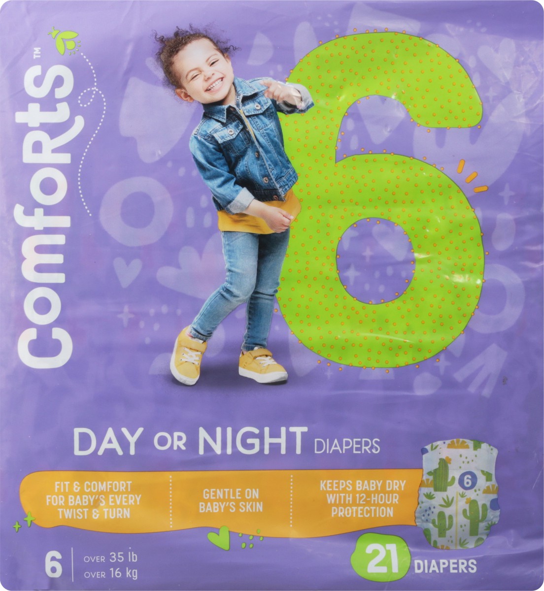 slide 5 of 12, Comforts Size 6 Day Or Night Baby Diapers, 21 ct