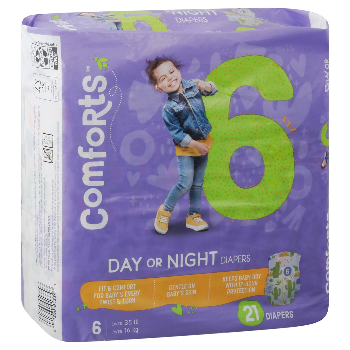 slide 8 of 12, Comforts Size 6 Day Or Night Baby Diapers, 21 ct