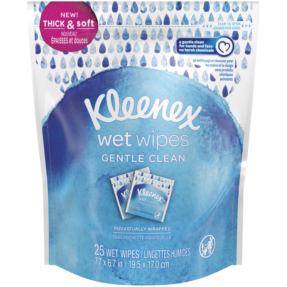 slide 1 of 3, Kleenex Gentle Clean Wet Wipes, 25 ct