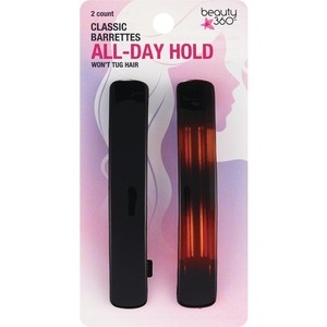 slide 1 of 1, Beauty 360 All Day Hold Classic Barrettes, 2/Pack, 2 ct