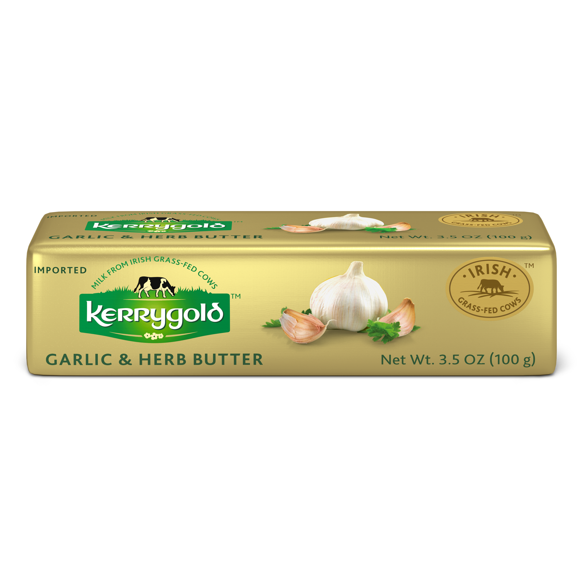 slide 1 of 9, Kerrygold Grass-Fed Pure Irish Garlic & Herb Butter Stick, 3.5oz, 3.5 oz