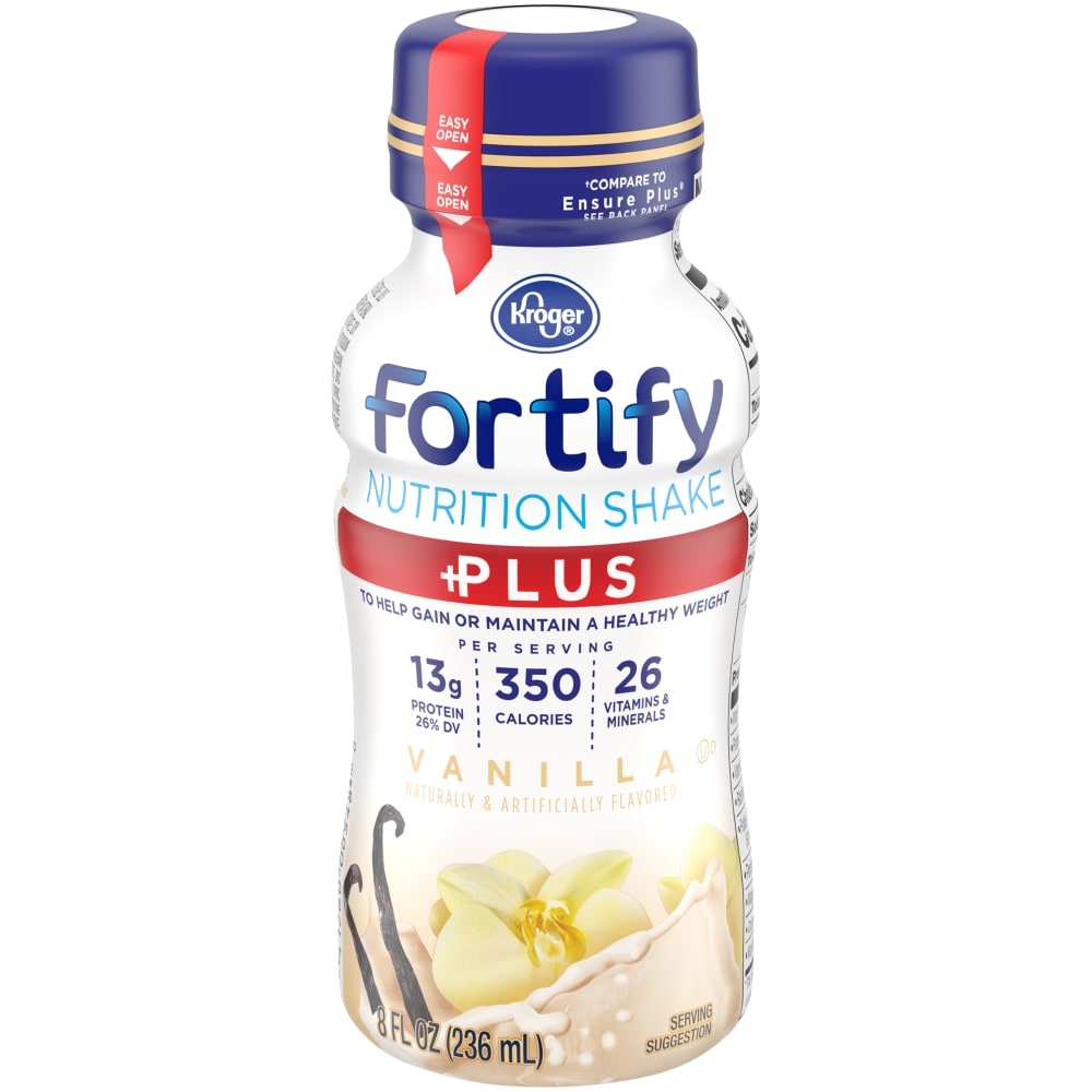 slide 1 of 1, Kroger Fortify Plus Vanilla Nutrition Shake, 8 fl oz