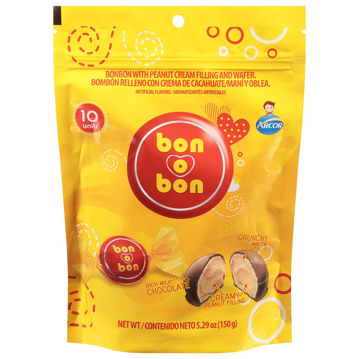 slide 1 of 9, Bon O Bon Bonbon with Peanut Cream Filling and Wafer 10 ea, 10 ct