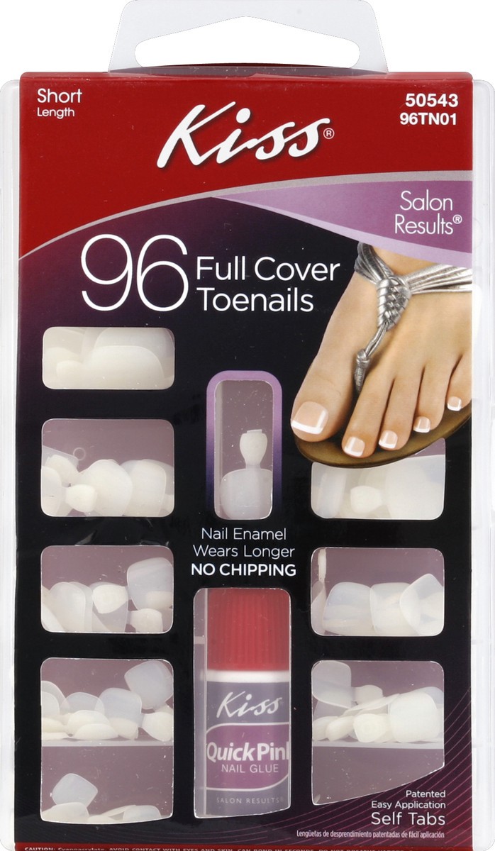 slide 5 of 5, KISS 96 Full-Cover Press-On Toenails, Clear, Short Length, Maximum Speed Nail Glue, 97 Ct., 1 ct