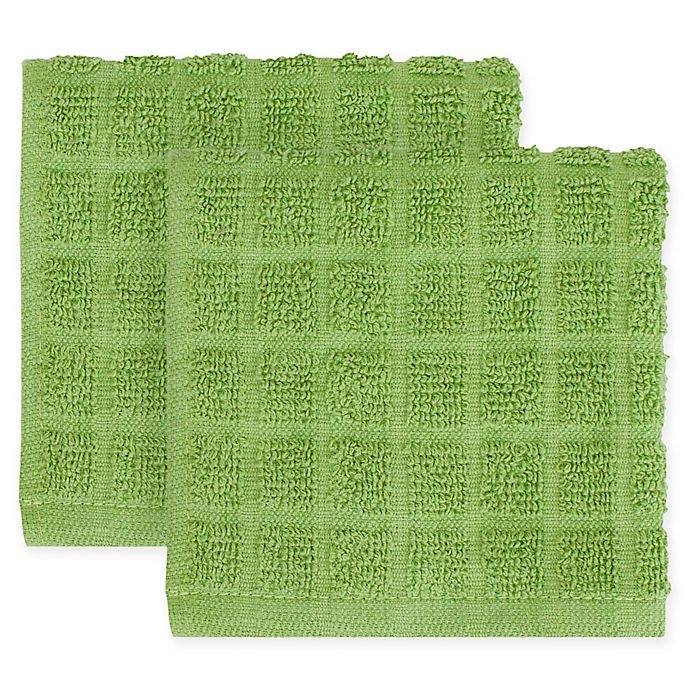 slide 1 of 1, KitchenSmart Colors Solid Windowpane Dish Cloth - Stem, 2 ct