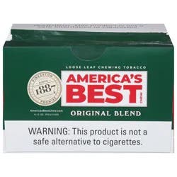 America's Best Chew Loose Leaf Original Blend Chewing Tobacco 6 x 3 oz Pouches