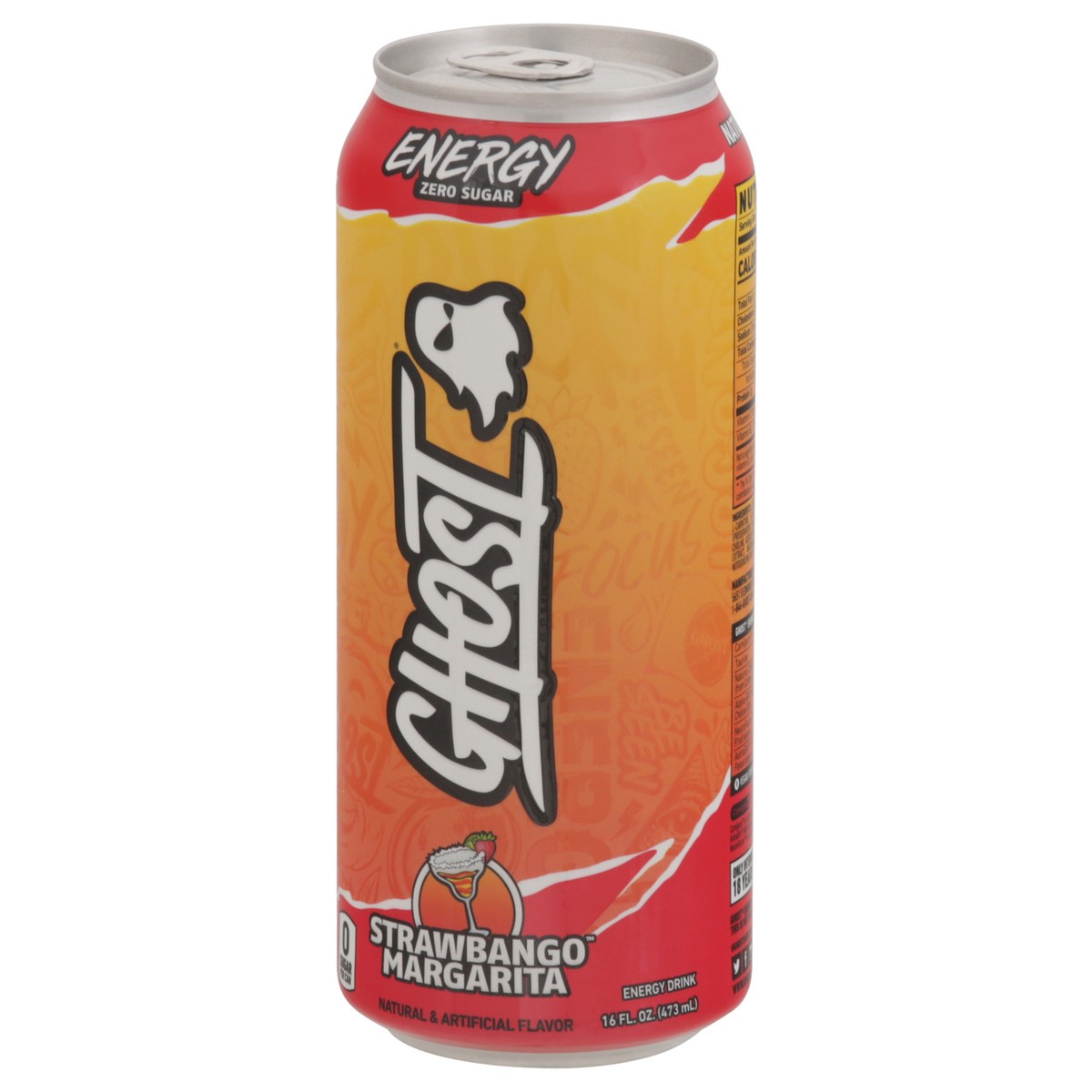 slide 6 of 13, Ghost Sugar-Free Energy Drink, Strawbango Margarita, 16 fl oz 1 Aluminum Can, 16 fl oz