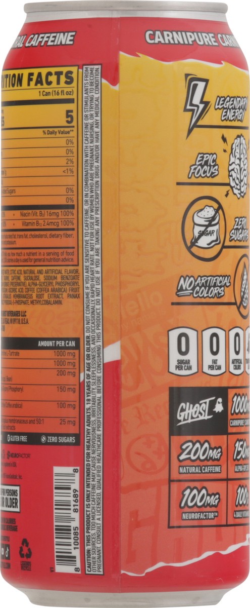 slide 8 of 13, Ghost Sugar-Free Energy Drink, Strawbango Margarita, 16 fl oz 1 Aluminum Can, 16 fl oz