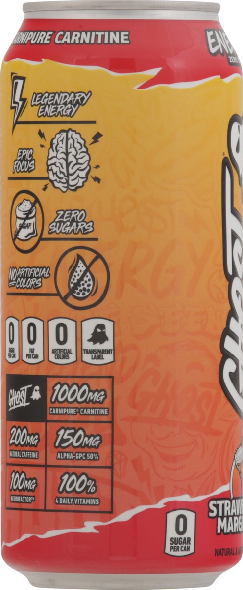 slide 9 of 13, Ghost Sugar-Free Energy Drink, Strawbango Margarita, 16 fl oz 1 Aluminum Can, 16 fl oz