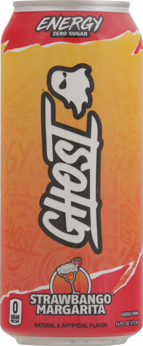 slide 5 of 13, Ghost Sugar-Free Energy Drink, Strawbango Margarita, 16 fl oz 1 Aluminum Can, 16 fl oz