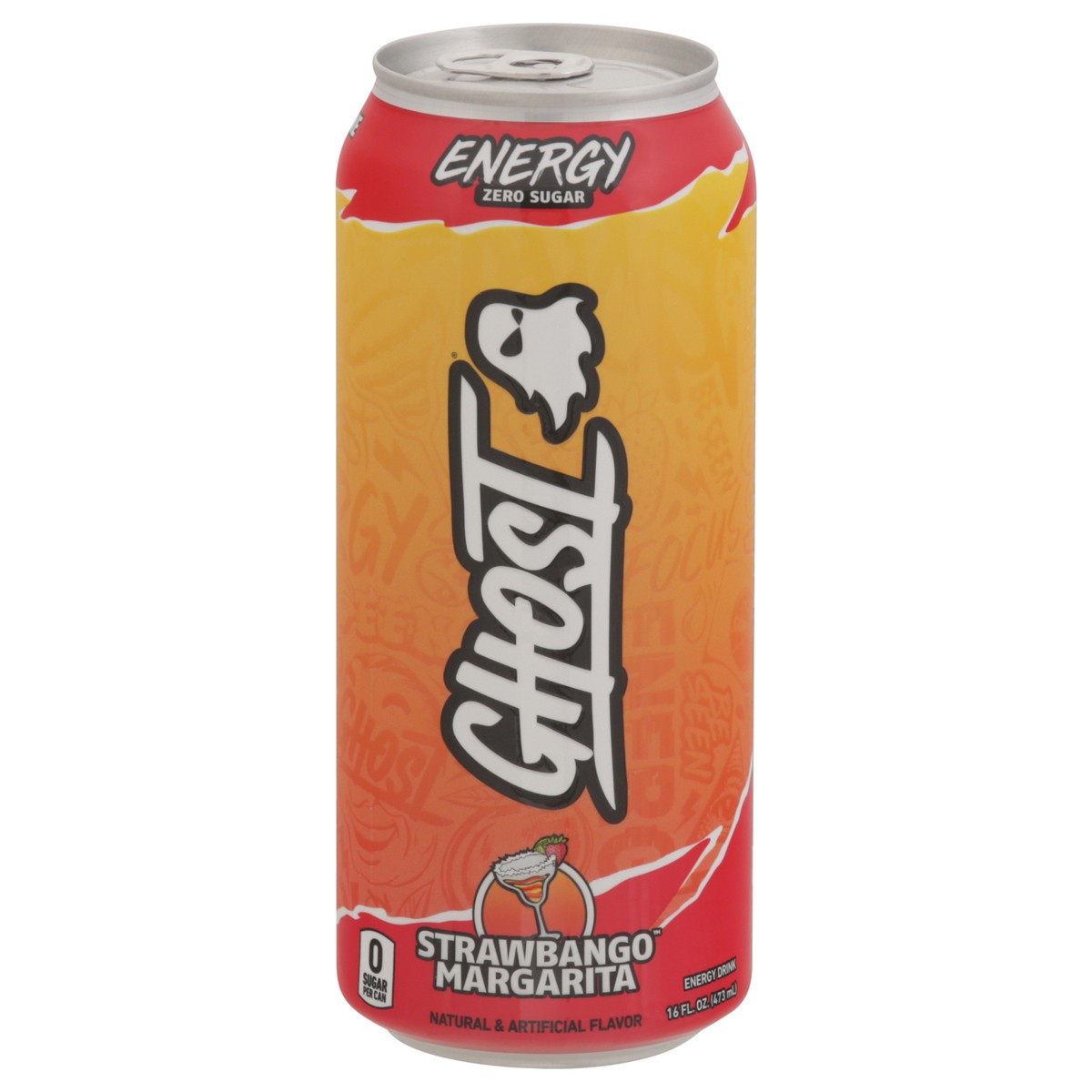 slide 1 of 13, Ghost Sugar-Free Energy Drink, Strawbango Margarita, 16 fl oz 1 Aluminum Can, 16 fl oz