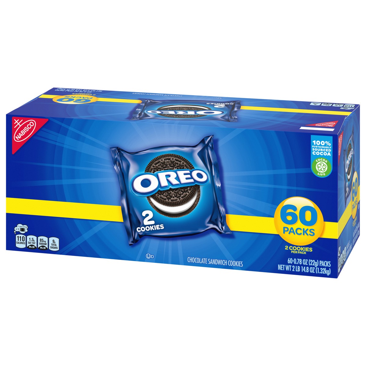 slide 7 of 9, OREO Chocolate Sandwich Cookies, 60 Snack Packs (2 Cookies Per Pack), 46.80 oz