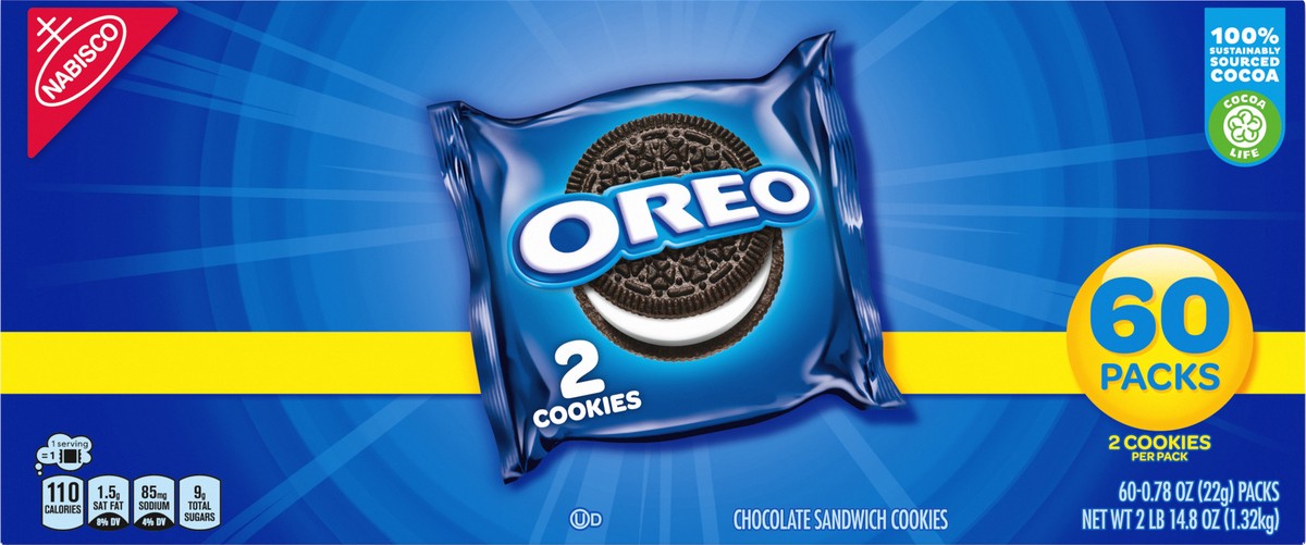 slide 2 of 9, OREO Chocolate Sandwich Cookies, 60 Snack Packs (2 Cookies Per Pack), 46.80 oz