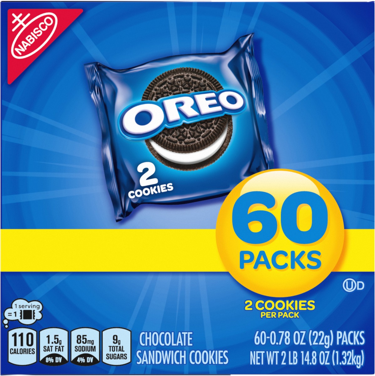 slide 8 of 9, OREO Chocolate Sandwich Cookies, 60 Snack Packs (2 Cookies Per Pack), 46.80 oz