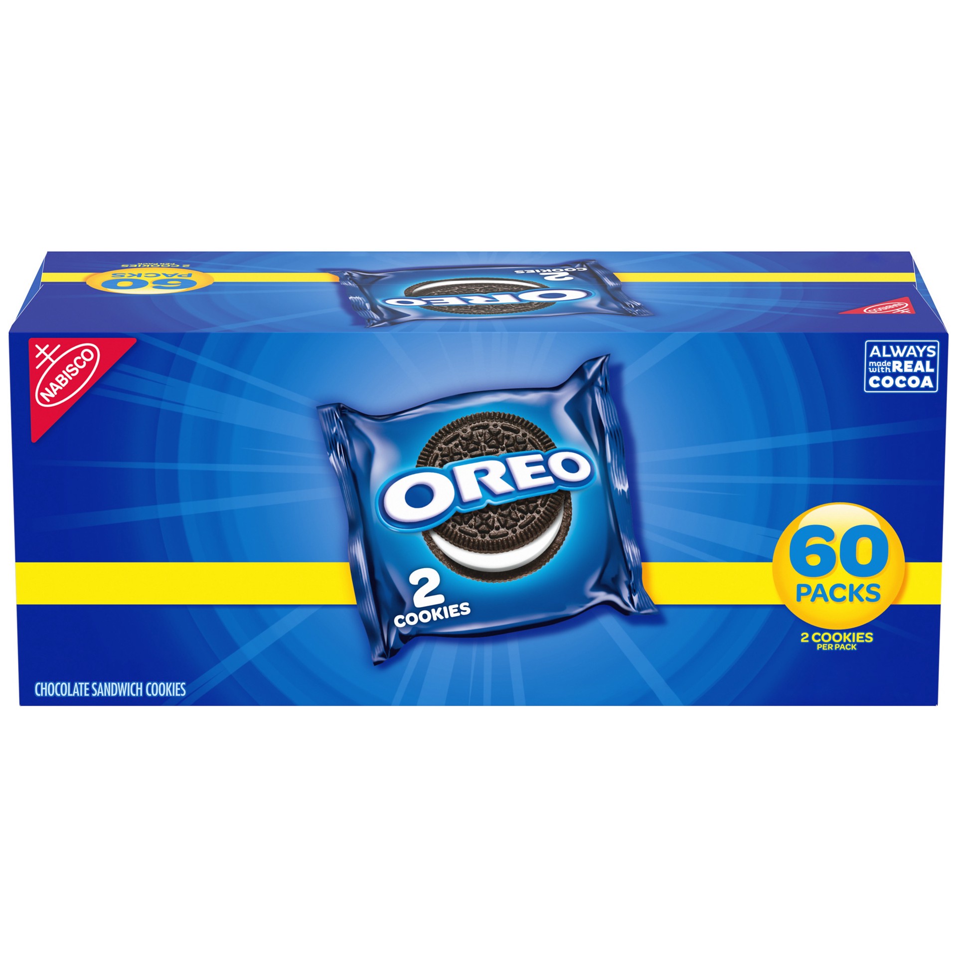 slide 1 of 9, OREO Chocolate Sandwich Cookies, 60 Snack Packs (2 Cookies Per Pack), 46.80 oz