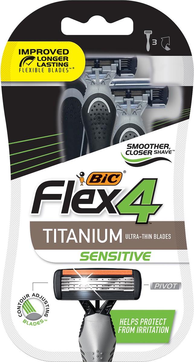 slide 3 of 3, BiC Flex4 Titanium Sensitive Men's Disposable Razors - 3ct, 1 ct