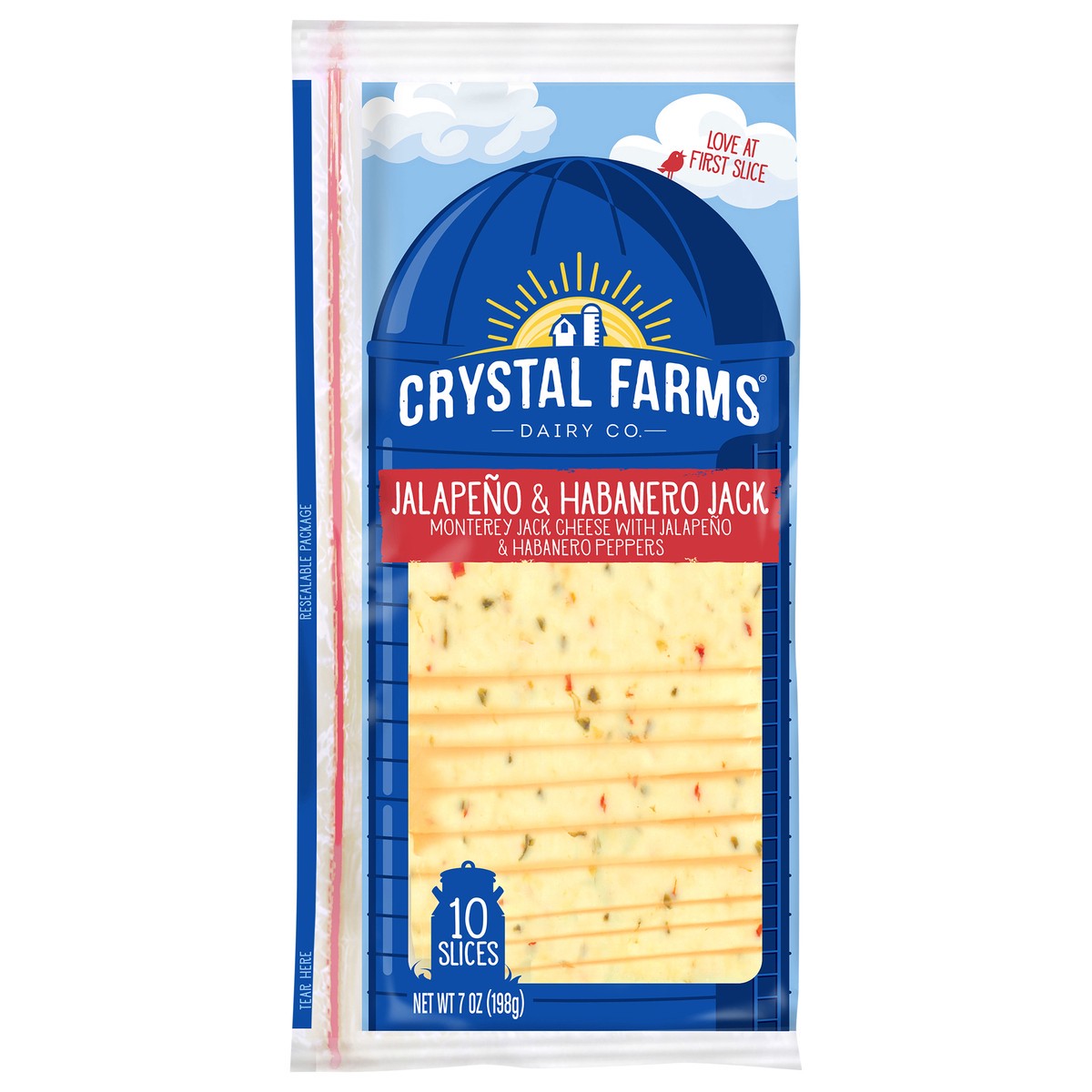 slide 1 of 1, Crystal Farms Jalapeno & Habanero Jack Cheese, 7 oz, 10 count, 10 ct