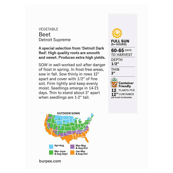 slide 3 of 5, Burpee Detroit Supreme Beet Seeds - Red, 1 ct